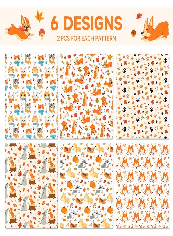 هواف ورق تغليف هدايا خريفي من HOWAF، ١٢ ورقة، ورق تغليف هدايا برسومات قطط وكلاب، مناسب لموسم الخريف، وحفلات عيد الشكر، وديكورات الهدايا، ومستلزمات تغليف هدايا برسومات مخالب قطط وكلاب. - Image 2